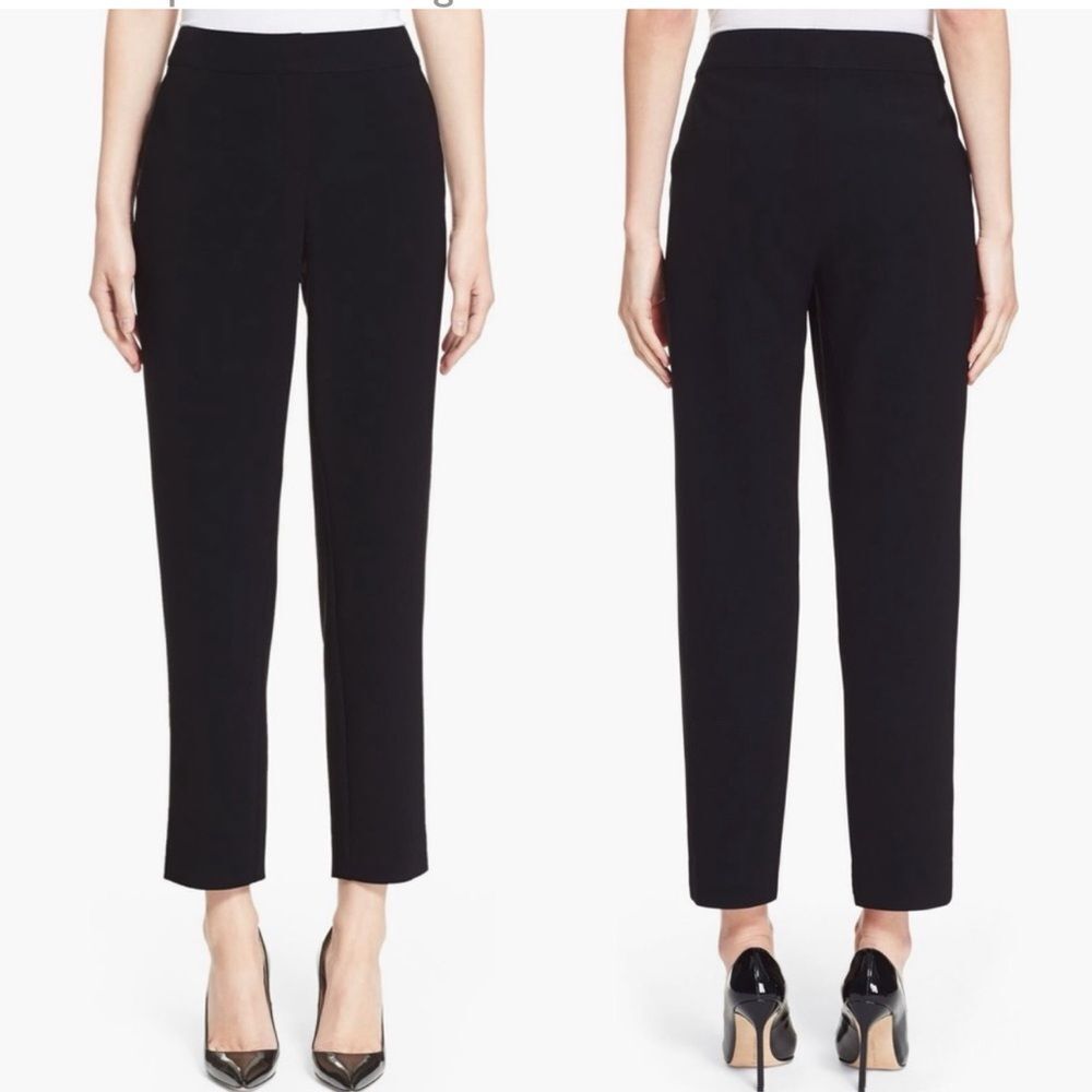 St. John Crepe Emma Crop Crepe Marocain Tailored Pants Womens Size 4 Black